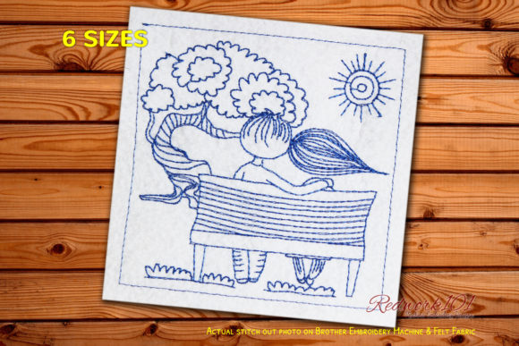 Couple Sitting on Bench Redwork: A Designer's Review