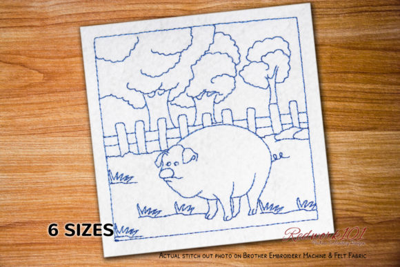 Pig Standing in Field Redwork: A Designer's Review