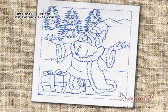 Review: Happy Santa Claus with Gifts Redwork Design